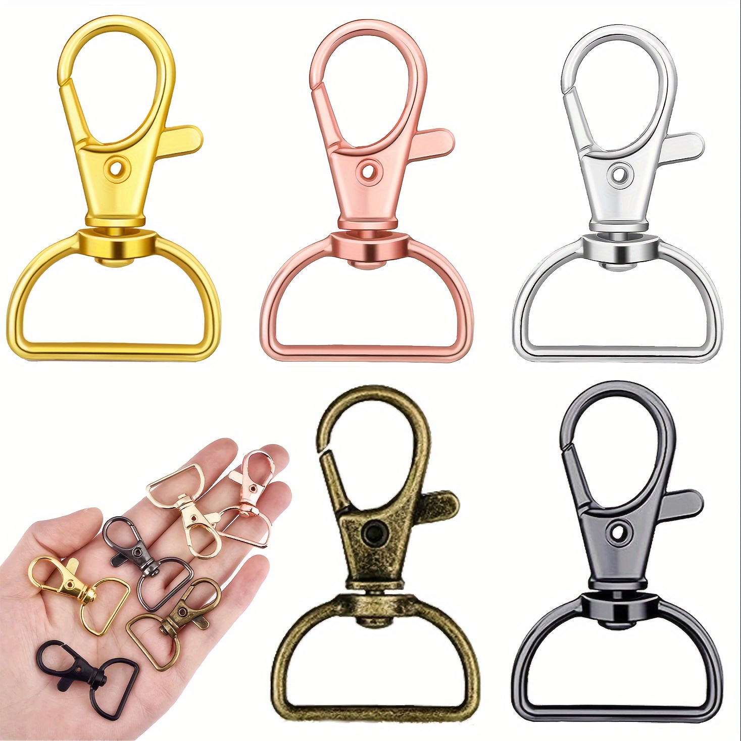 

10pcs Swivel Hook Key Chain Clip Hook D-ring Clip Lanyard Hardware For Keychain Making Lanyard Making Wallet Hardware Diy Crafts