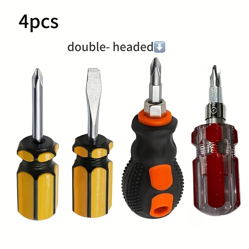 TEMU 4pcs Mini Head Screwdriver Magnetic Slotted End Flat Mouth Small Screwdriver, Steel Material