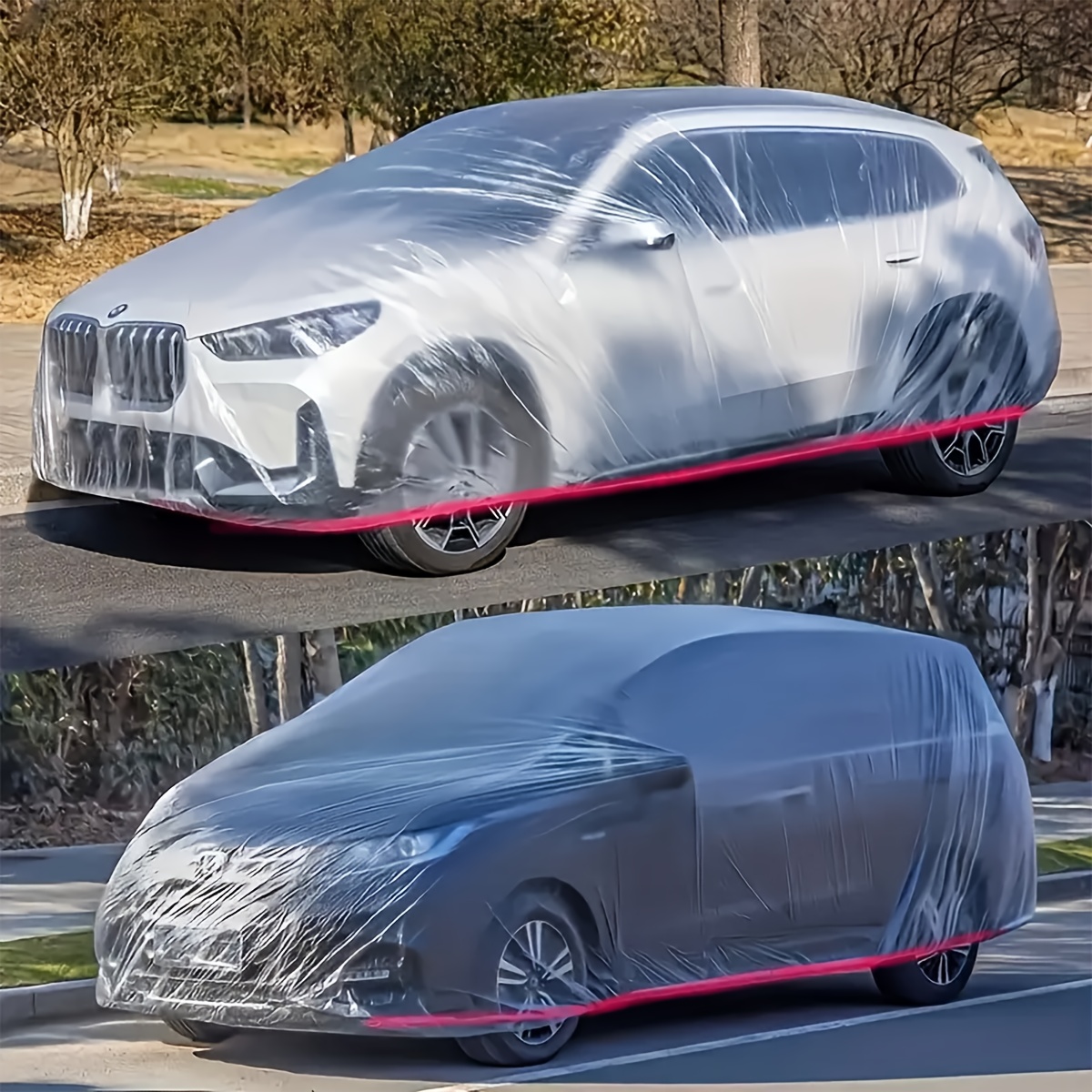 TEMU para coche nueva - de cobertura total para coche - de película de PE impermeable y antipolvo - universal para coche para todas - de PE