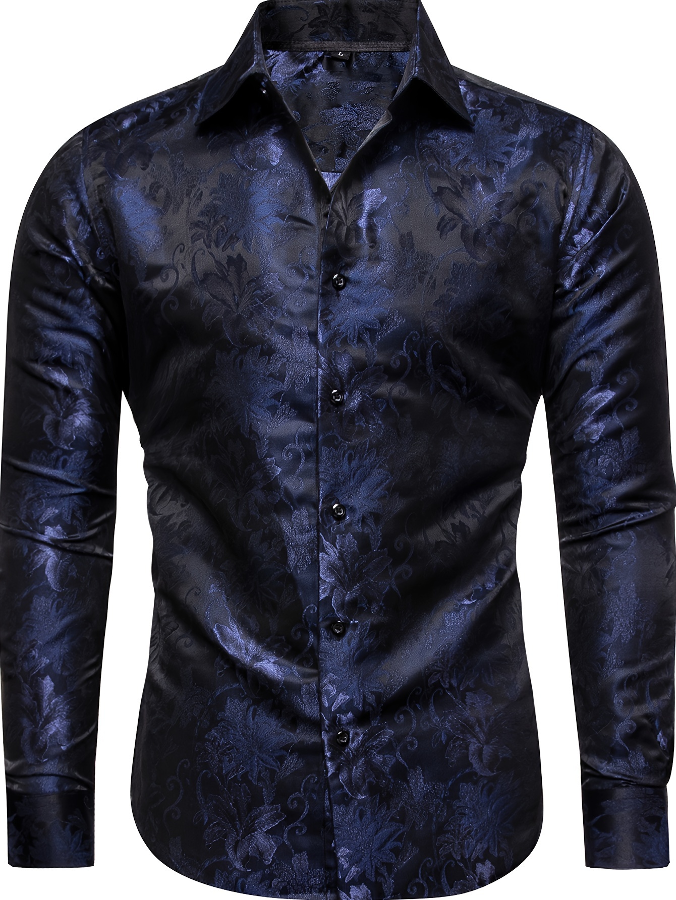 mens paisley jacquard design lapel collar dress shirts long - Temu Chile