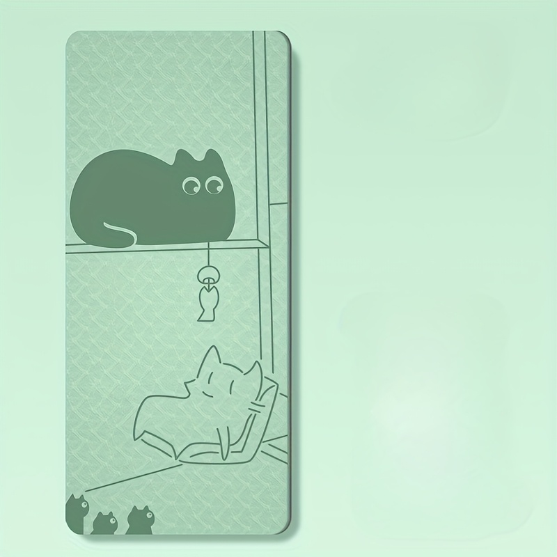 Temu new cat pattern yoga mat home thickened