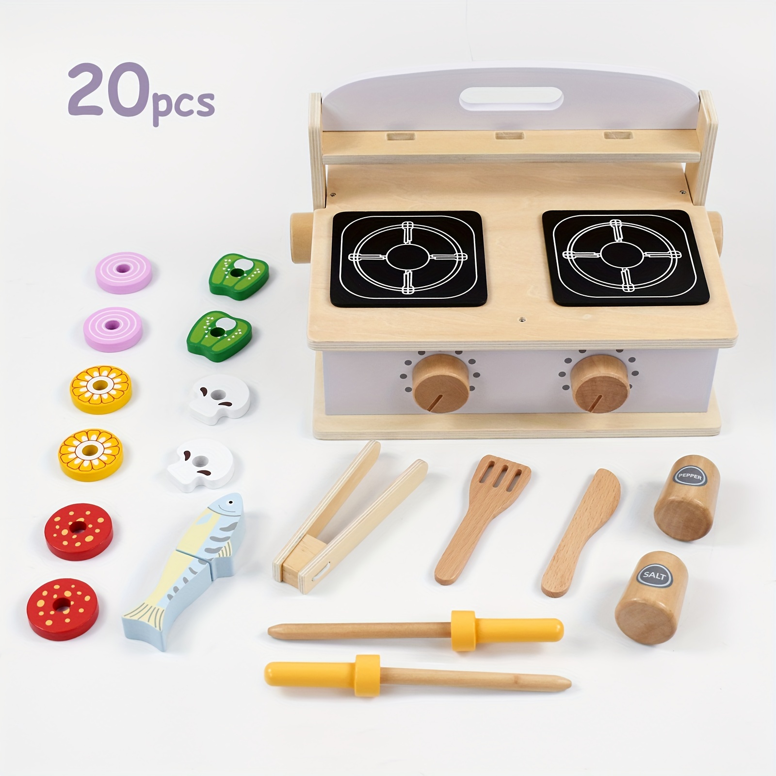 

Children's Wooden Foldable Portable Bbq Mini Kitchen & Grill Toy, 2in1 Kids Toy Grill Stove And Tablekitchen Cooking Set With Accessories For Toddlers Boys Girls Age 3+