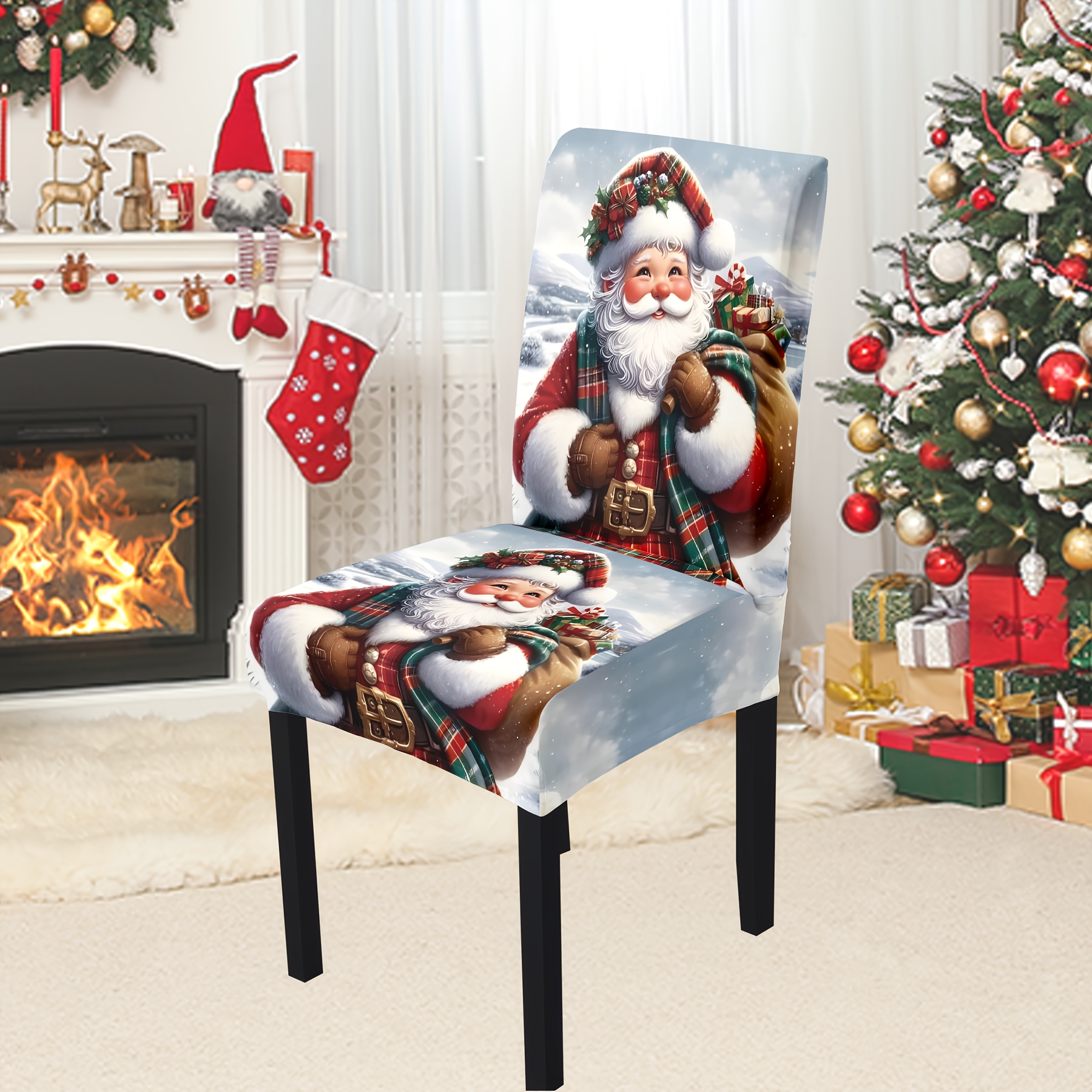 

4/6pcs Santa Chair Covers - , Washable, And Reusable Slipcovers For Dining & Chairs - Christmas Decor