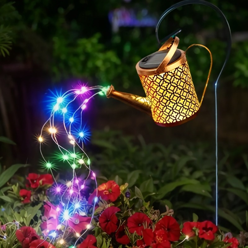 Image of Solar Outdoor Decorative Lights, Metal Solar Watering Can Lights, Small Hanging Solar Garden Decorative Courtyard Lights & Outdoor Lawn Lights Perfect Birthday Gifts For Moms, Grandmas & Ladies