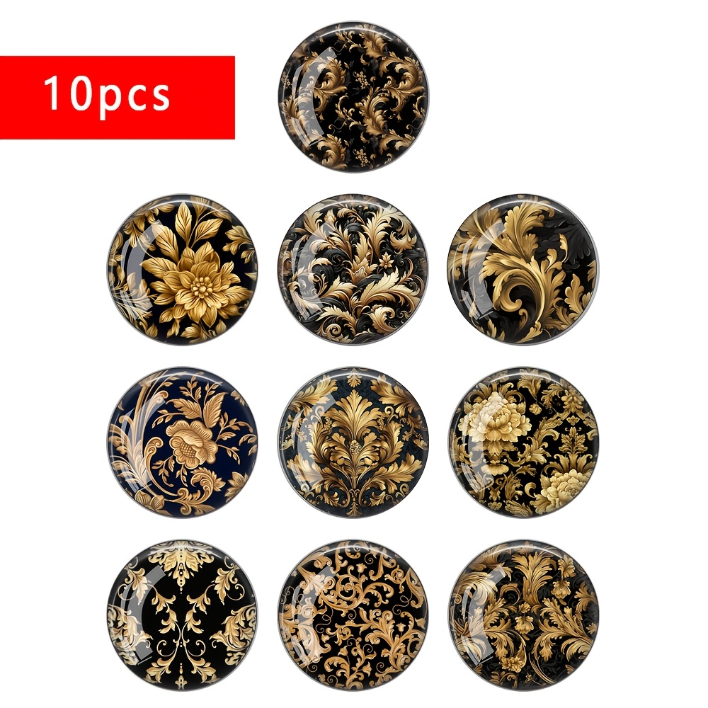 E-shop Modische goldene schwarze Blumenmuster 12mm/20mm/25mm runde Foto-Glas Cabochon Demo flache Rückseite Herstellung Zubehör