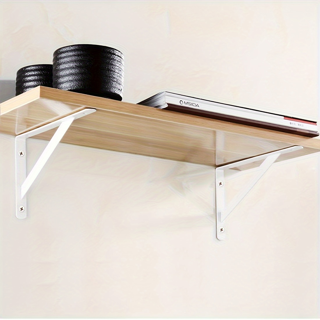 Qiwuhai Heavy Duty Shelf Brackets – 8 Pack L-Shaped Metal Wall Mount, 3.7x6 Inch Black