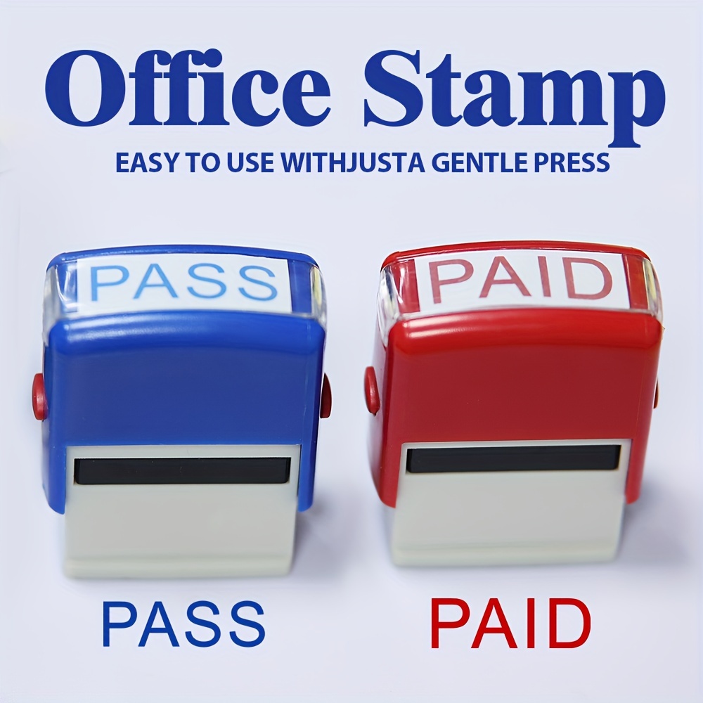 Zeokiar Self Inking Stamp For Office - Red Ink, Clear Impression Rubber Stamp For Business Use