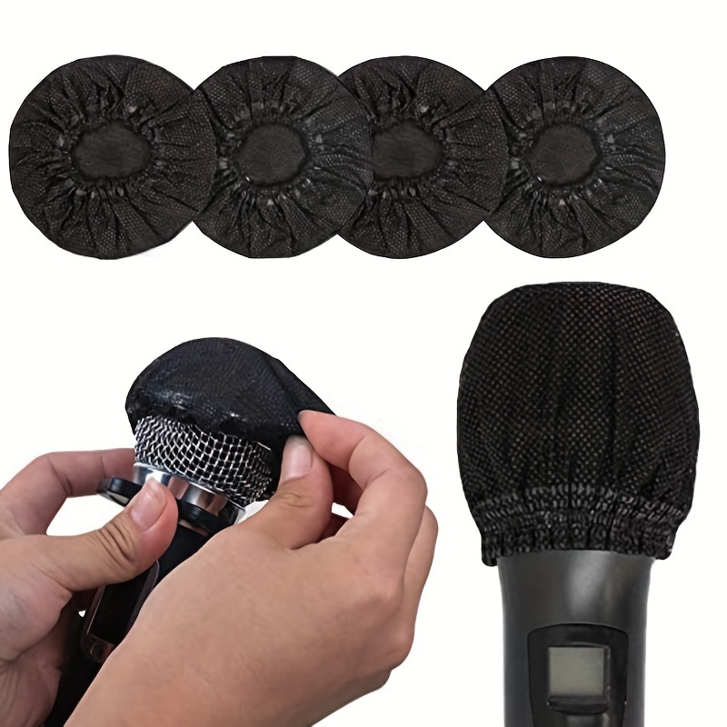 

100pcs Black Nylon Disposable Microphone Dust Covers - Knit Non-woven Fabric Protector Caps For Audio Quality