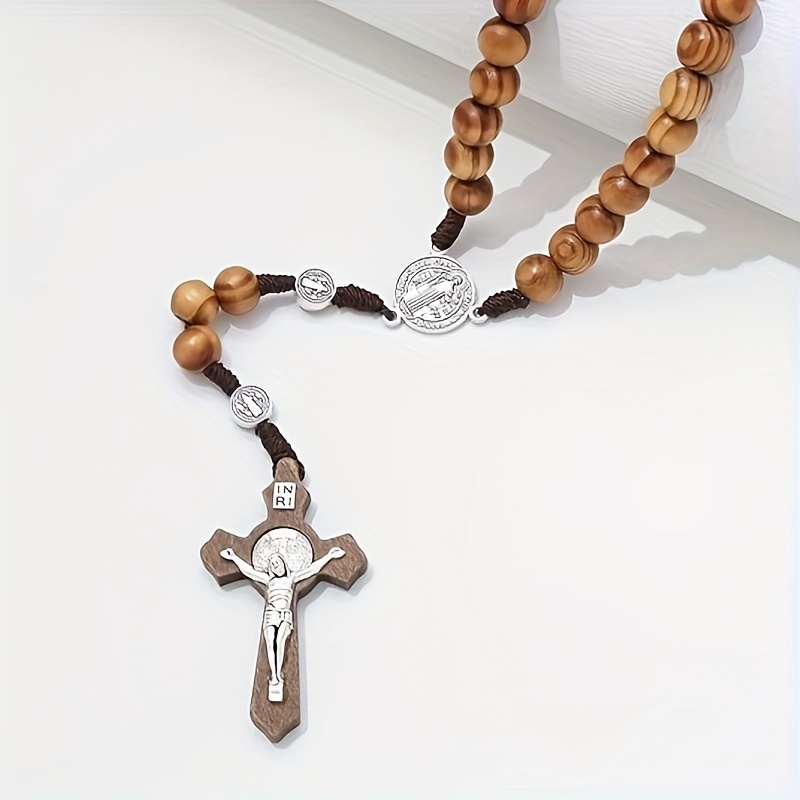 wooden   necklace with alloy cross pendant religious symbol themed ideal for daily use gifts festive celebrations fits   suitable for mardi gras easter   details 3