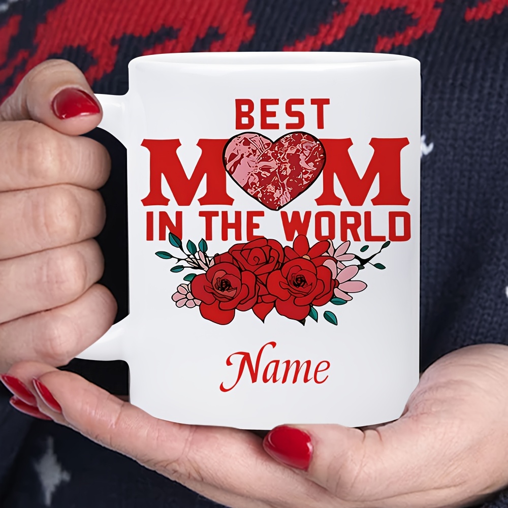 TEMU 1pc Personalized " In The World" Mug With Name/text - Ceramic Coffee Cup Suitable For Hot/cold Drinks, Dishwasher Safe For Tea, , Smoothies -