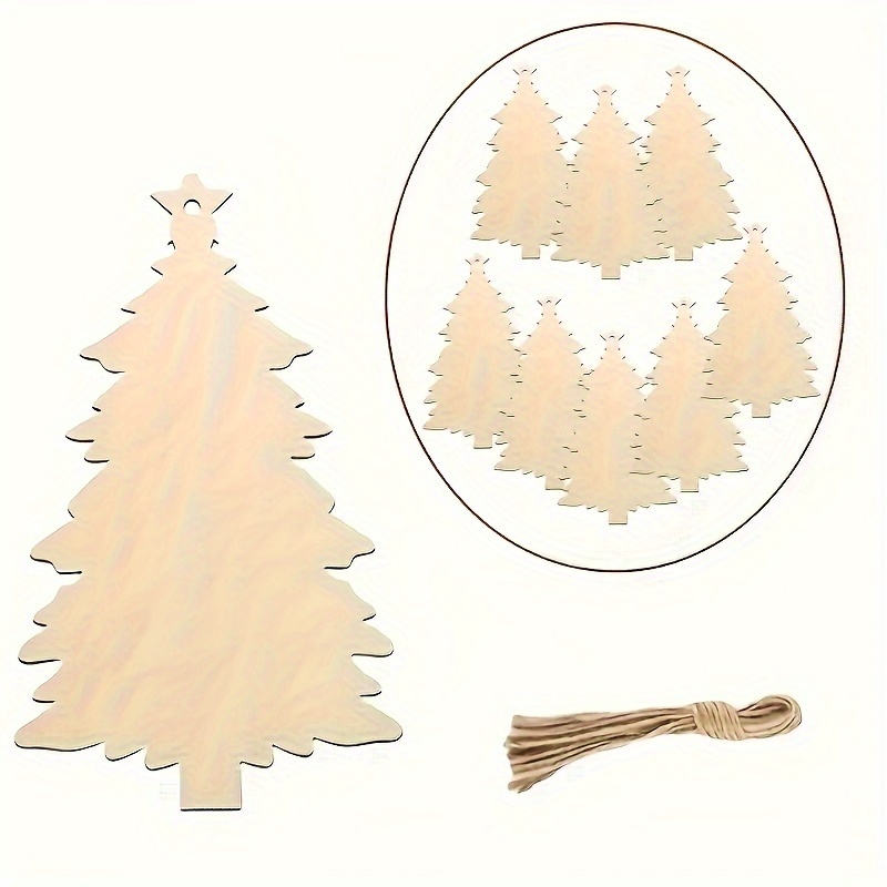 

10- Unfinished Wood Christmas Tree Ornaments, Diy Paintable Wooden For Hanging Decorations, For , Bridal , , Christmas, Halloween, , New , 's Day - No Needed, Featherless