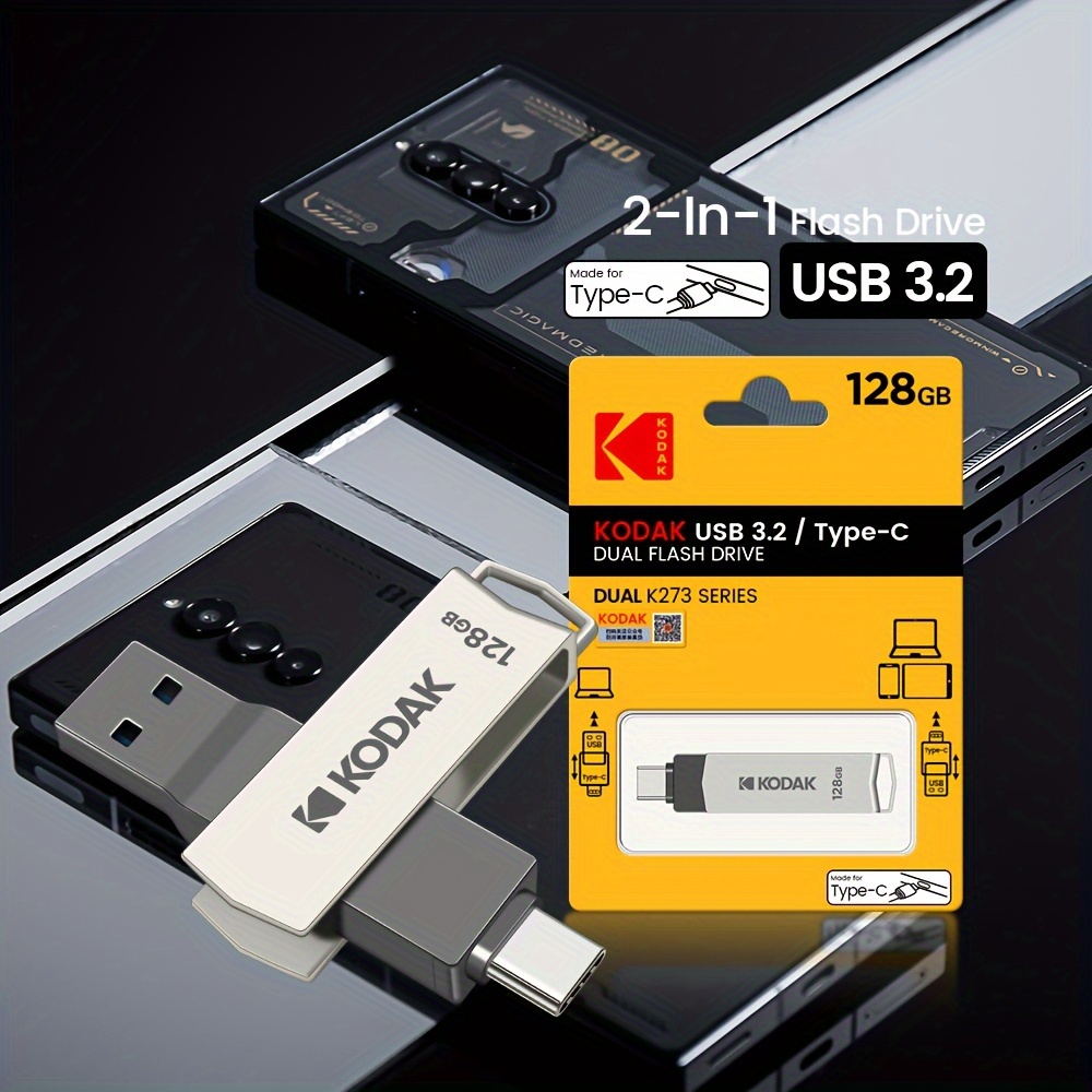 

Kodak K273 Usb 3.2 Type-c Flash Drive: High-speed, Water-resistant & Versatile Memory Solution For Tablets, Phones & Macbooks