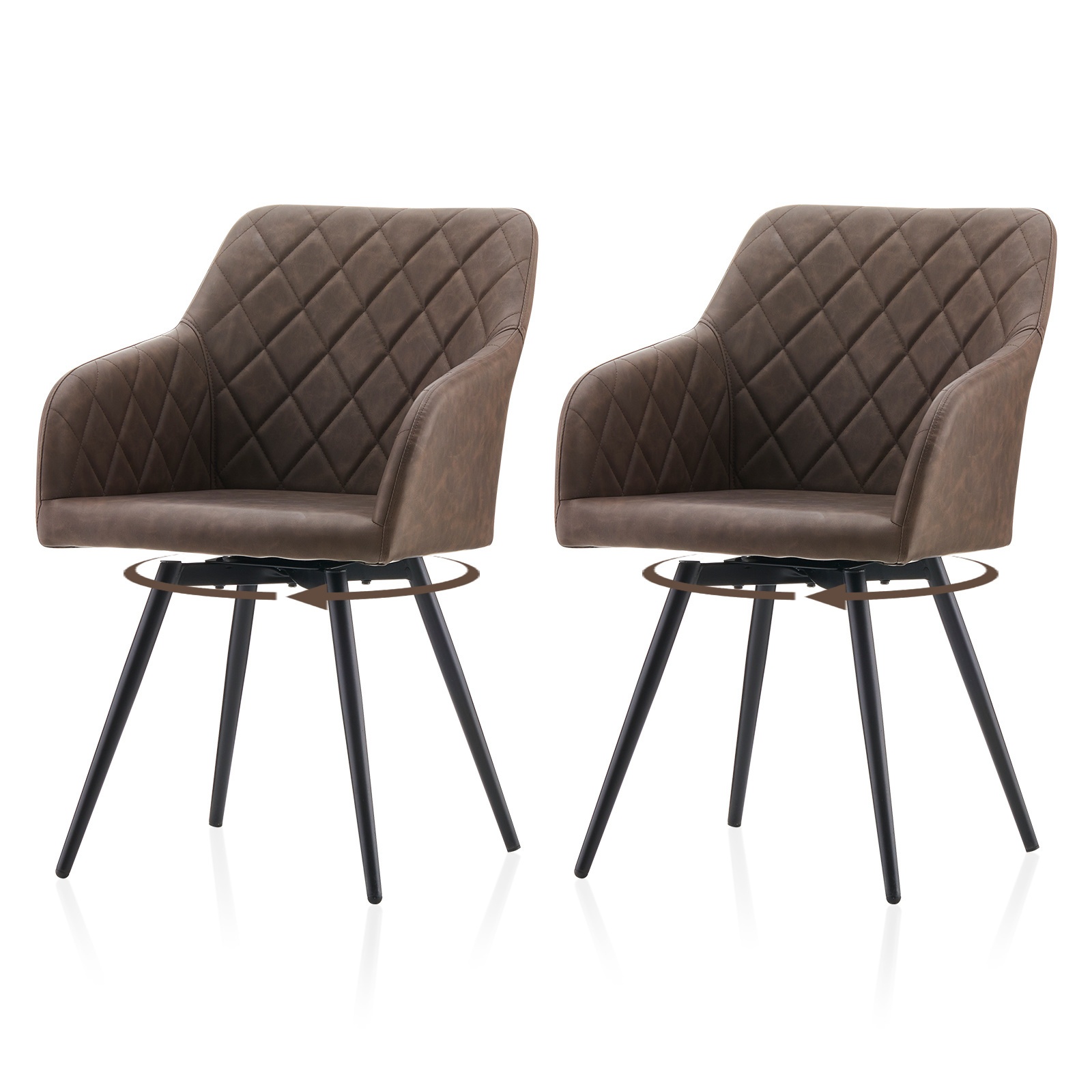 Faux Leather Reception Chairs 360 Swivel Seat With Upholstered Visitor Chair Set Of 2 Metal Legs Armchairs For Office