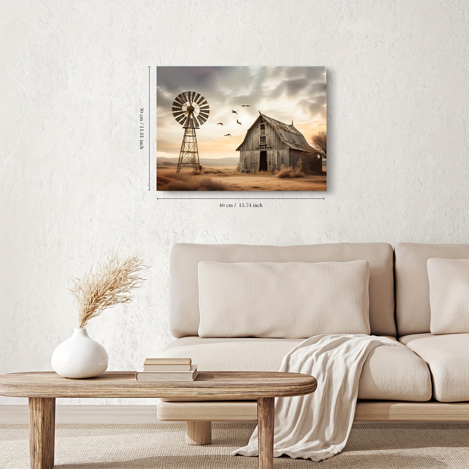 AatoeaX Country Farmhouse Wall Art Windmill Barn Wall Decor For Kitchen