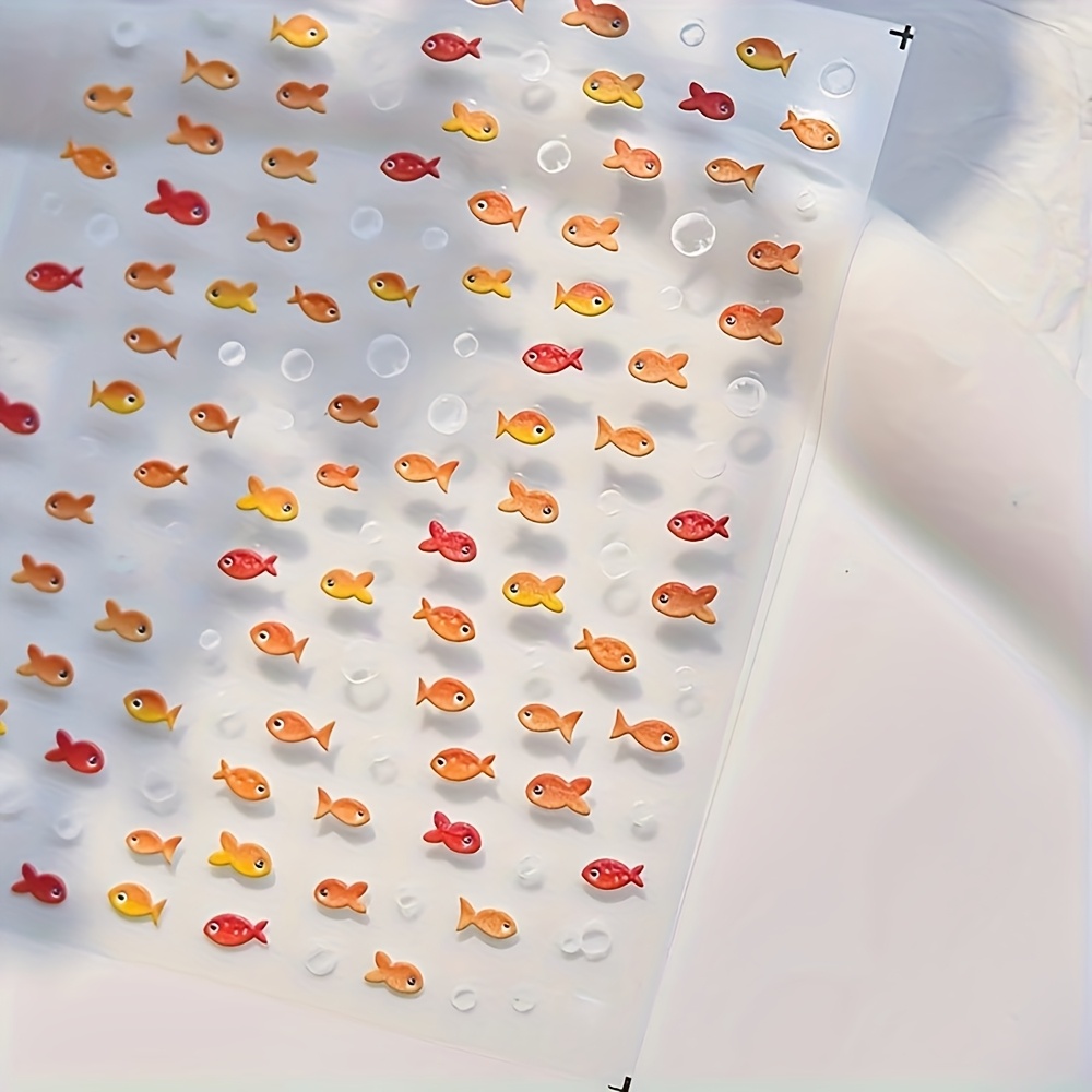 Adorable Jellyfish Dream Bubble Nail Stickers, 5d Aurora Colorful Goldfish Bubble Nail Decals, Creative Planner Nail Decoration Stickers.
