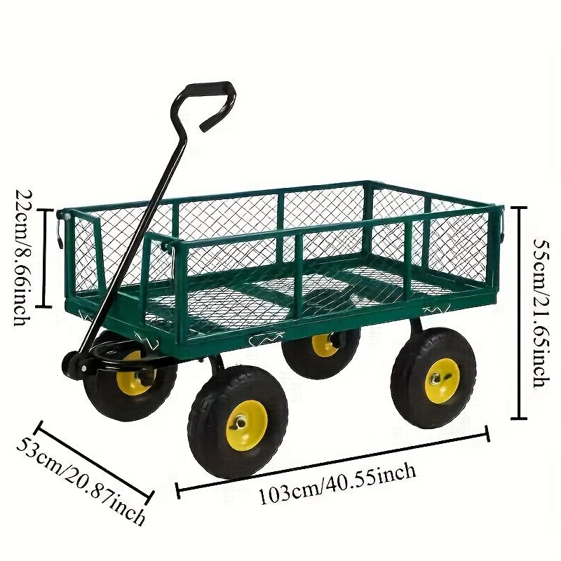 Image of A Heavy-duty 2-in-1 900-pound Multipurpose Vehicle Made Of Steel For Gardens, With Detachable Mesh Sides, Suitable For Lawns, Gardens, Camping, And Farms.
