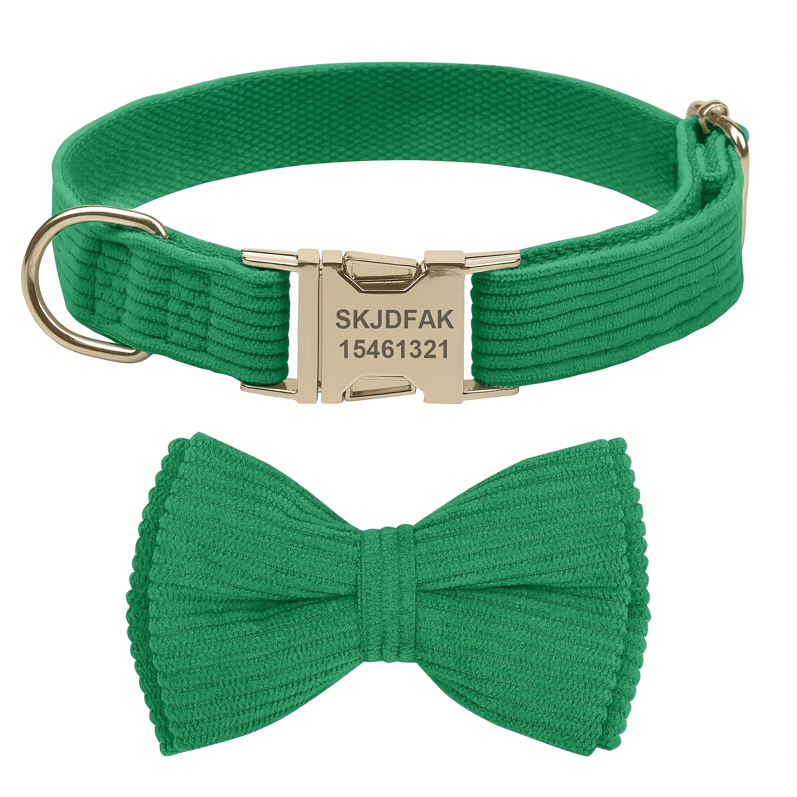 TEMU Custom Pet Id Tag, Adjustable Corduroy Cat Collar With Bow Tie, Detachable Cute Dog Collar Bow Tie Set, Suitable For Small And Medium-sized Dogs