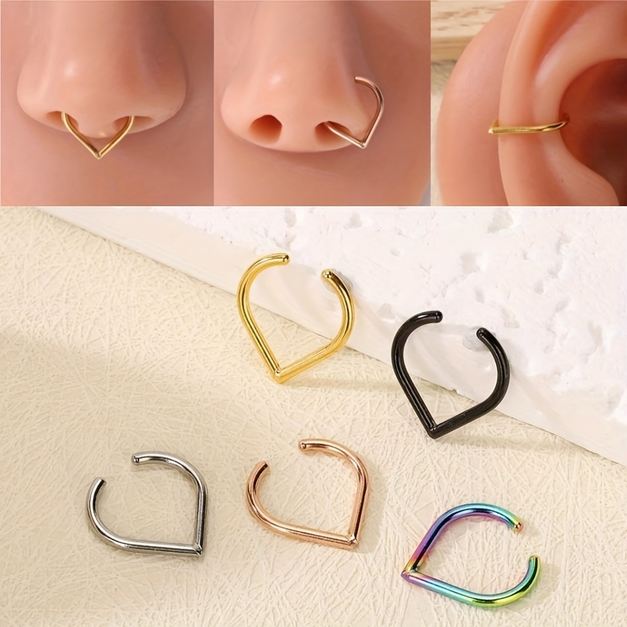 Stainless Steel Fake Piercing Nose Ring Teardrop Shape Clip