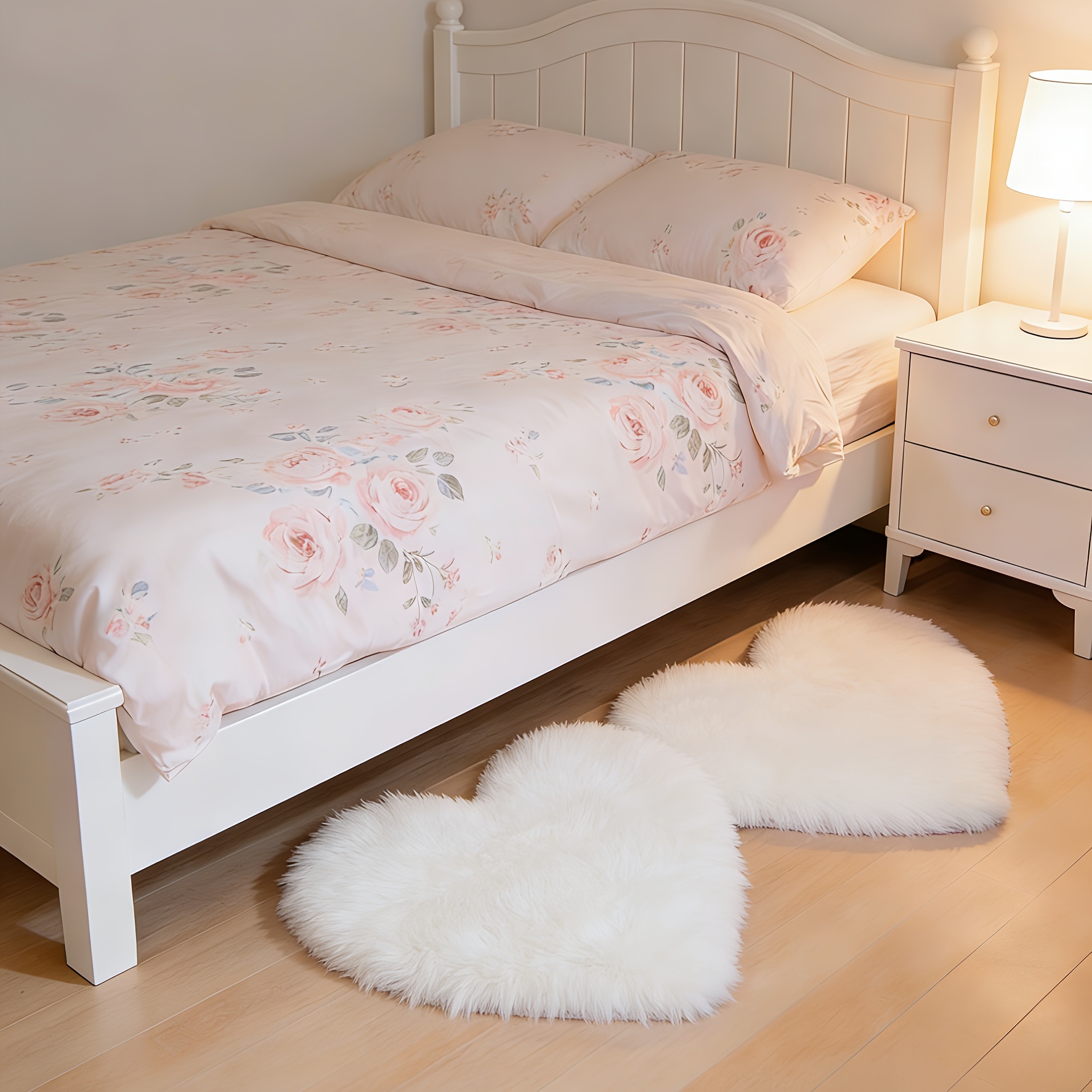 TEMU 1pc Heart-shaped Carpet, Bedroom Fluffy Carpet, Cute Fluffy Heart-shaped Mat, Soft Thick Fluffy Non-slip Classroom Carpet, Dorm Carpet, Bedside
