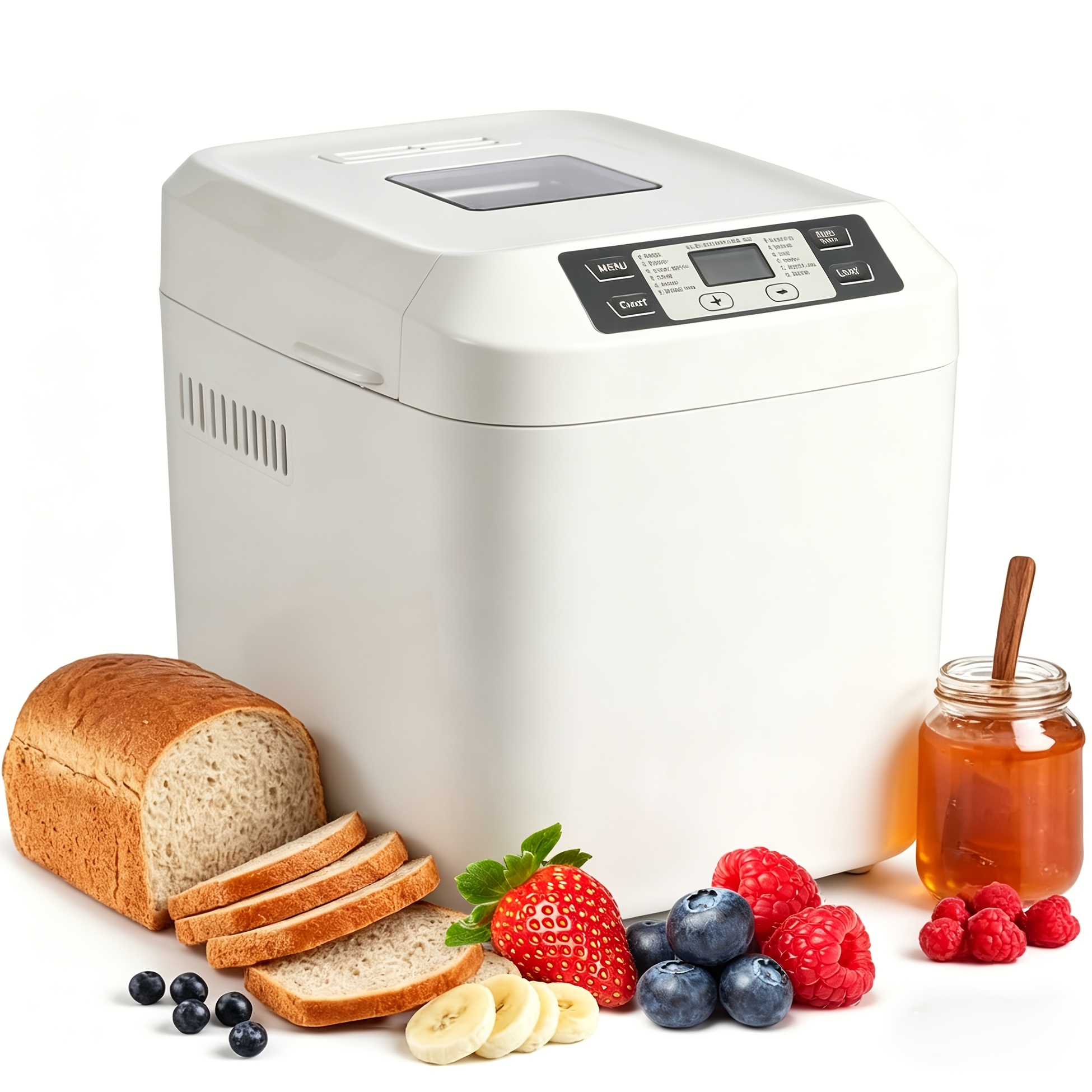 Bread Maker, 2 Lb 12-in-1 Bread Machine, Gluten-free Setting, Pan, 2 Bread Sizes, 13-hour Delay Timer And 1-hour Function (white)