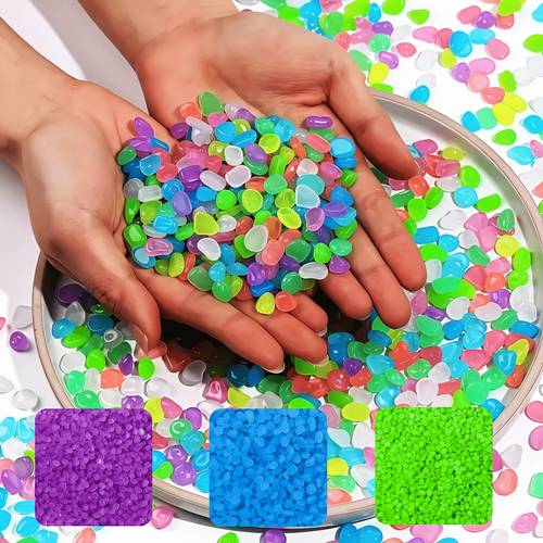 555 pezzi/sacchetto di pietre decorative in resina, utilizzate per paesaggistica da giardino, paesaggistica su larga , piante in vaso, , acquari - pietre fluorescenti atossiche per la decorazione