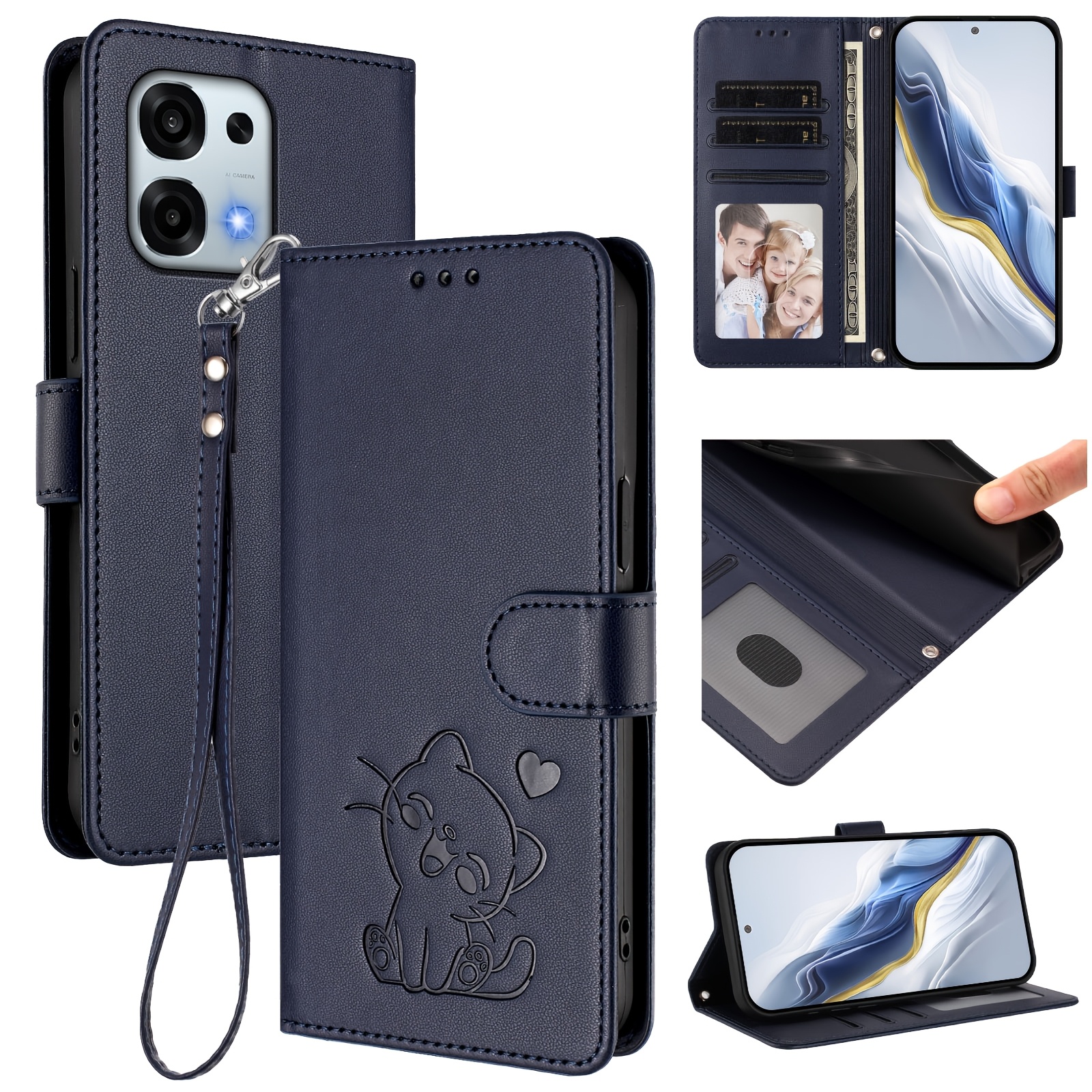 TEMU Phone Case: Wallet Case For Oppo A6x 5g Overseas/ Compatible With Oppo A6 5g Overseas Cover, Multiple Color Options Cat Pattern Flip Folio Case,
