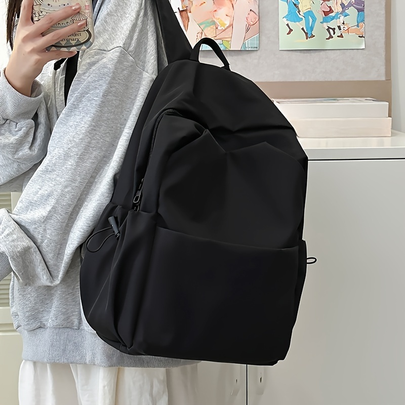 

1pc Korean Style Large Capacity Single Shoulder Bag, Black, College Style, Laptop Compartment, Women's Backpack