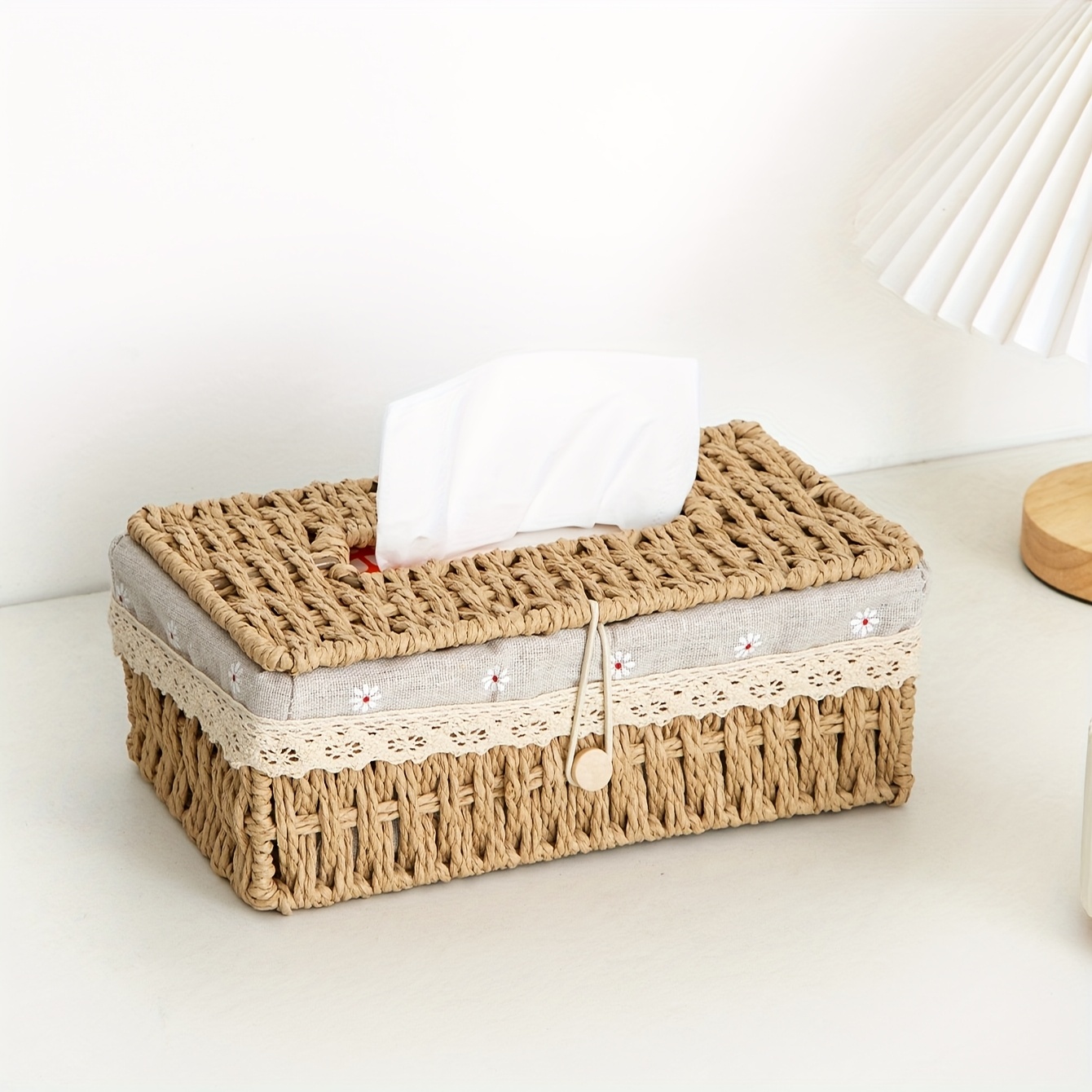 1pc Tissue Box With Lid, Lining, Fall Decorations For Home, Tissue Storage Container, Suitable For Home, Restaurant, Hotel, Modern , Suitable For Office