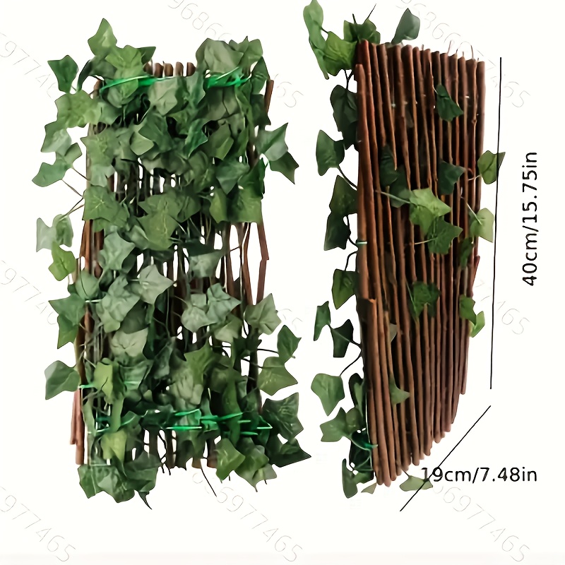 Image of Expandable Privacy Fence With Artificial Watermelon Leaves - Outdoor Garden Screen, Protective Hedge Wall For Home & Patio Decor