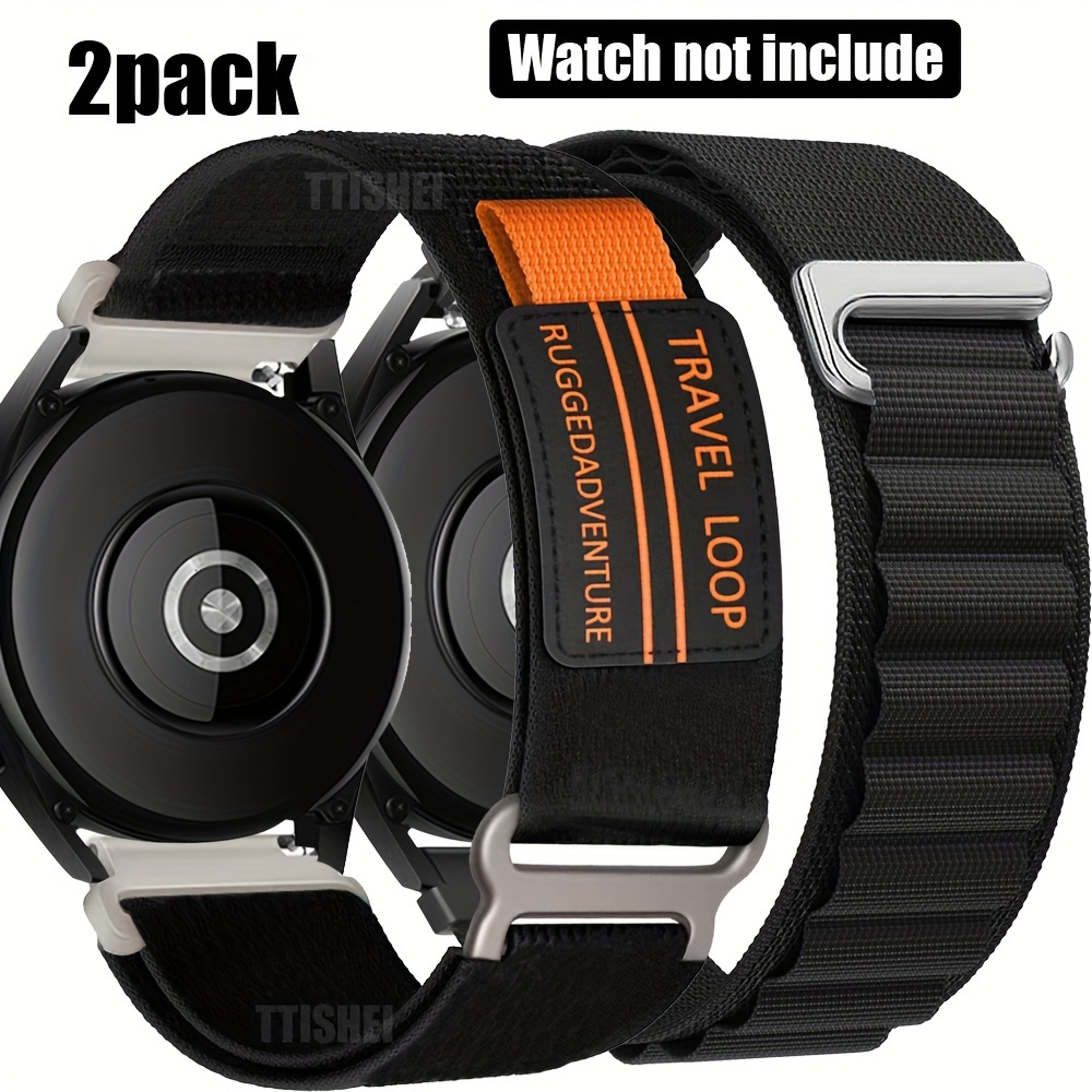 

2-Pack de bracelets de montre à rapide en nylon pour /3/2/2e, sangles élastiques non résistantes à 22mm 20mm compatibles avec Samsung 7/6/5/4, 40mm/44mm/6 47mm/43mm