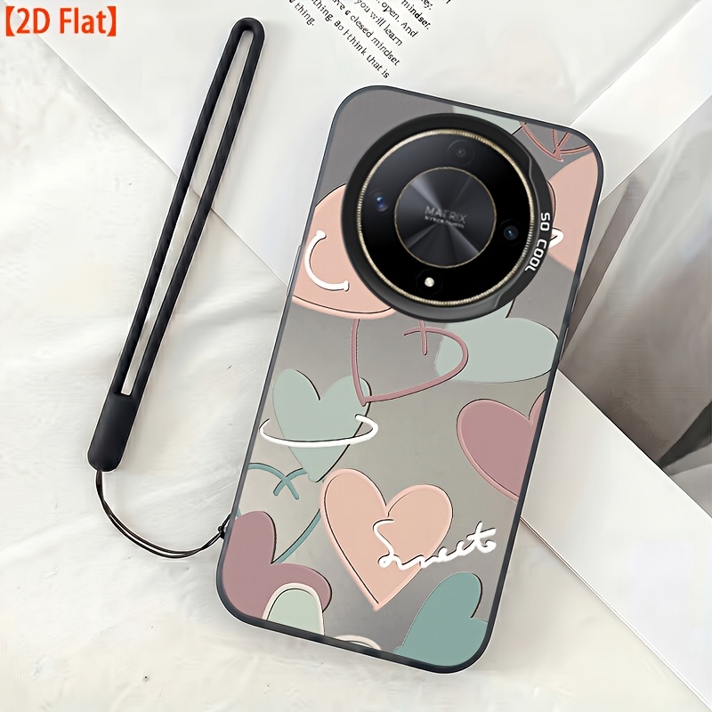 TEMU Phone Case: 2d Flat,compatible With Honor Magic 7 Lite/magic 6 Lite/ Lite/ Lite/ Lite, Anti-fall Durable Cartoon Lanyard Phone Case, 2pcs Set: 1