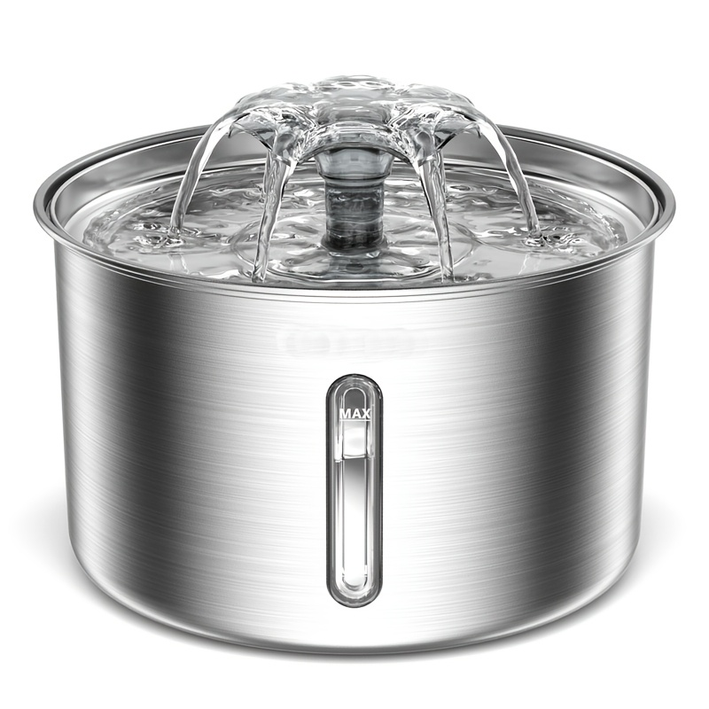 TEMU 3l Cat Indoor Stainless Steel Water Fountain, Stainless Steel Material Is , Silent Water Pump, Circulating Water Flow Makes Cats Like To Drink ,