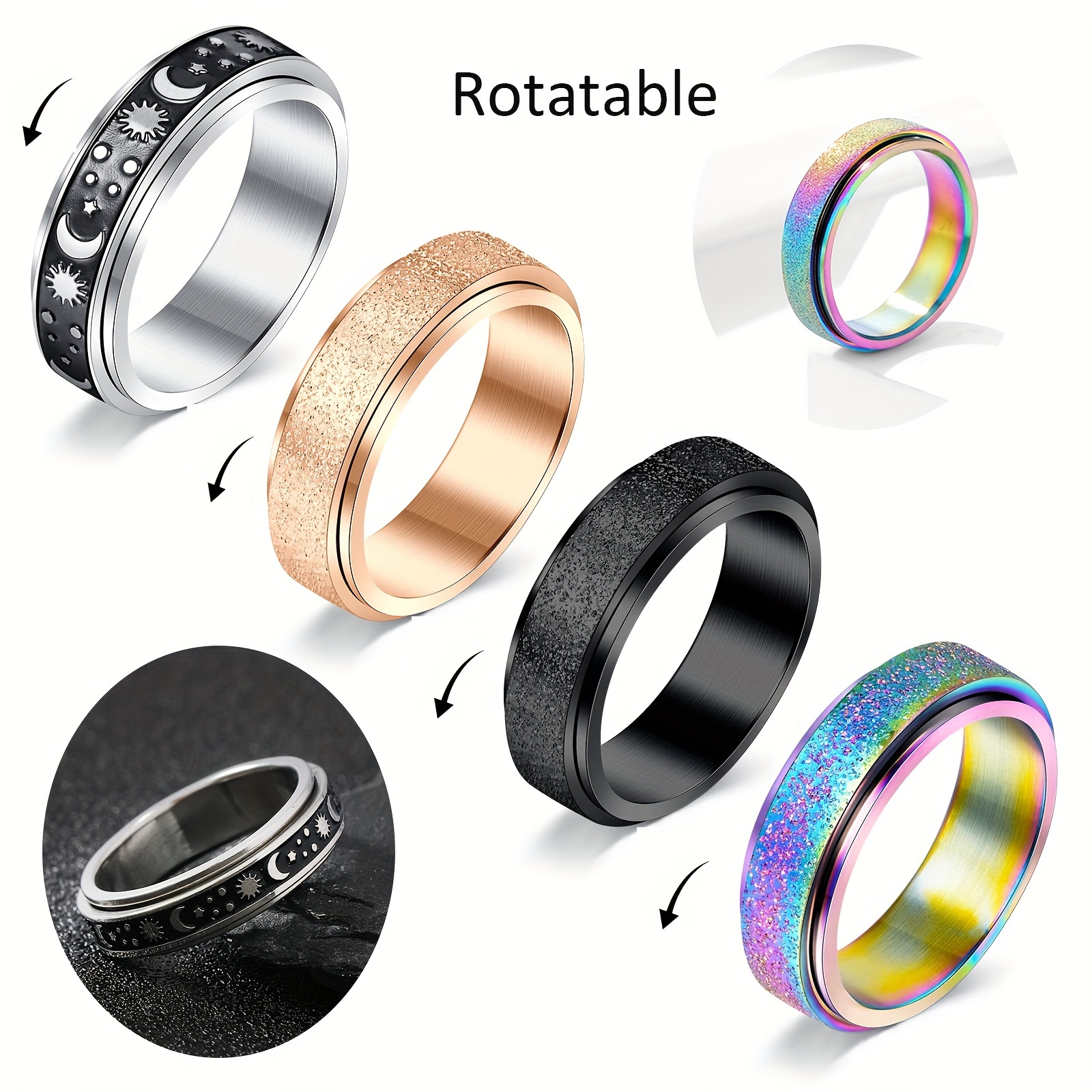 Anxiety Ring Women's Spinner Rings 4pcs Anxiety Ring Women