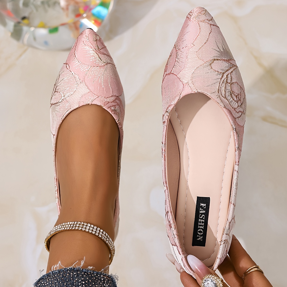 Pointed Toe Shallow Mouth Flat Embroidery Soft Sole Anti-slip Wear-resistant Versatile Breathable Women's Shoes, Women Shoes