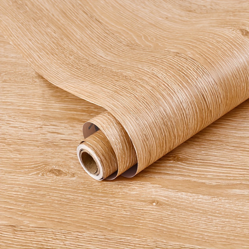 Image of Yellow Oak Wood Grain Wallpaper - 23.6" X 118" Waterproof, Removable Self-adhesive Contact Paper For Kitchen Cabinets & Home Decor, Wallpaper, Movable