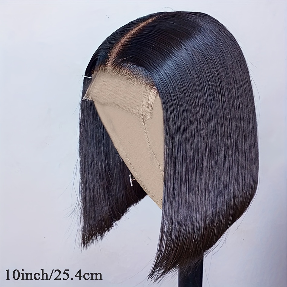 TEMU Perruques Bob Courtes pour Femmes en Cheveux Humains, avec un Dessus en Dentelle et une Ligne de Cheveux Naturelle, avec une Fermeture 4X1