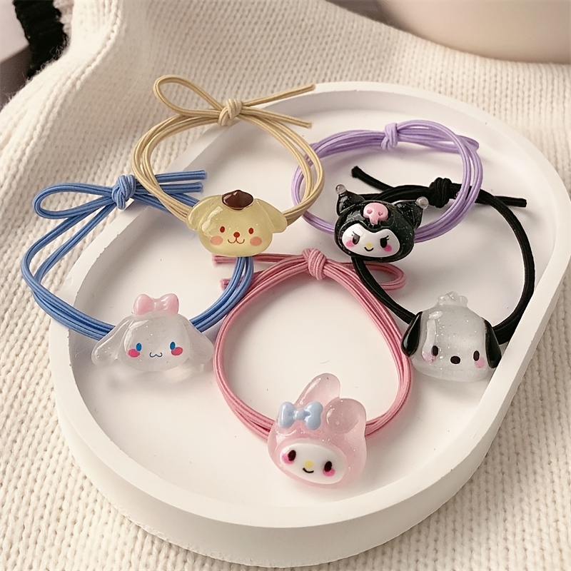 

20-pack Sanrio Polyresin Hair Ties - Cute Cartoon Characters Kuromi, For Hello Kitty, For Cinnamoroll - Ponytail Holders For Women & Girls - Ideal For Birthdays, Holidays & Parties - Assorted Colors