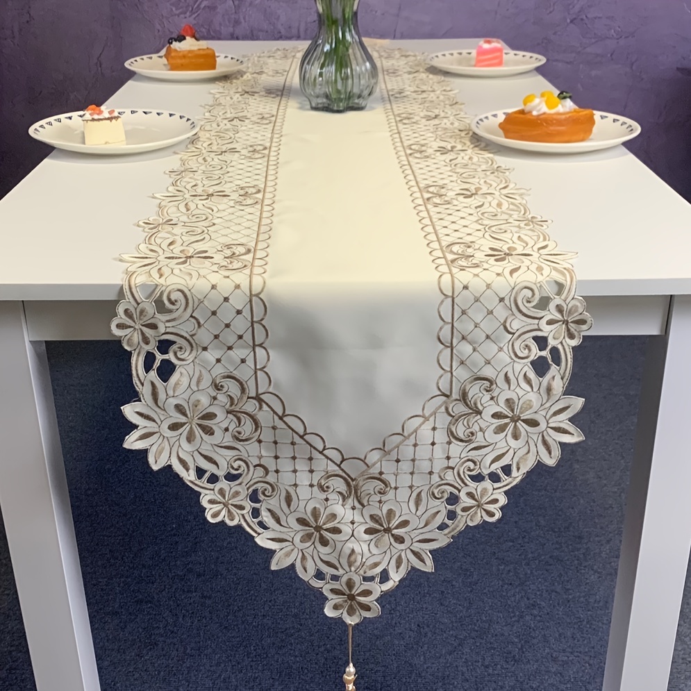 Lace Embroidery Table Runner Elegant French Style Table - Temu New Zealand