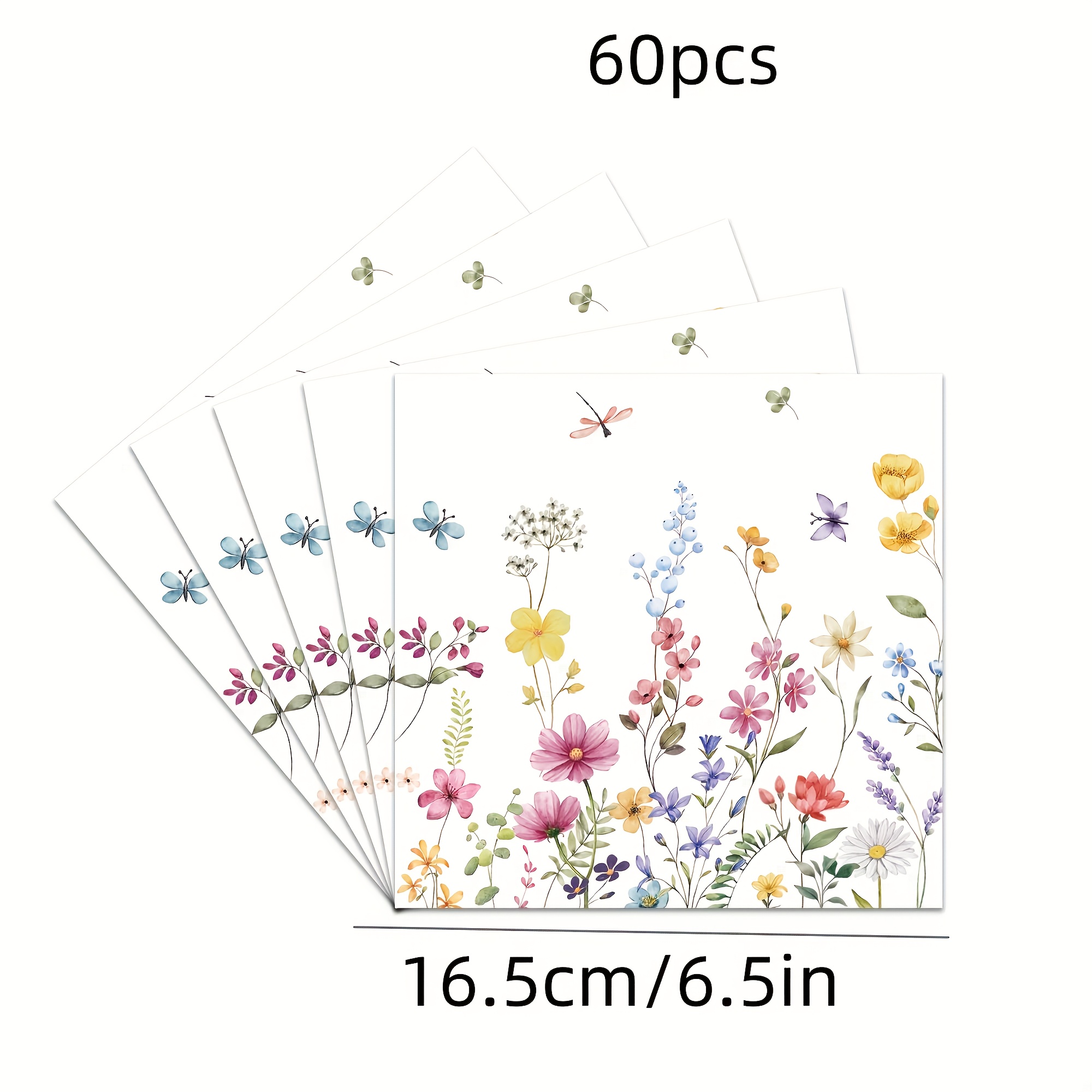 E-shop 60 Stück Papier Servietten mit Wildblumen-Motiv, Frühlings-Blumen-Party-Servietten, 6,5 Zoll Set, "Sie ist eine Wildblume"
