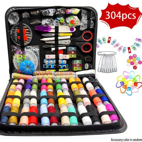 304pcs luxury sewing kit including over 40 vibrant colors of thread a portable home set for beginners scissors sewing and a ideal for quick repairs and travel projects accessory colors are random