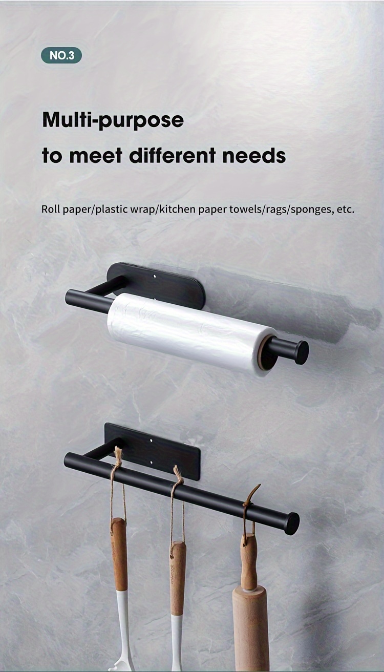 stainless steel kitchen and bathroom multi functional paper towel holder non perforated and   device shelf high quality materials sturdy and   strong load bearing anti   and rust proof details 2