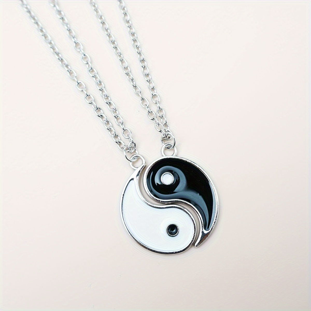 2pcs Best Friends Tai Chi Pendant Necklace Set, Adjustable