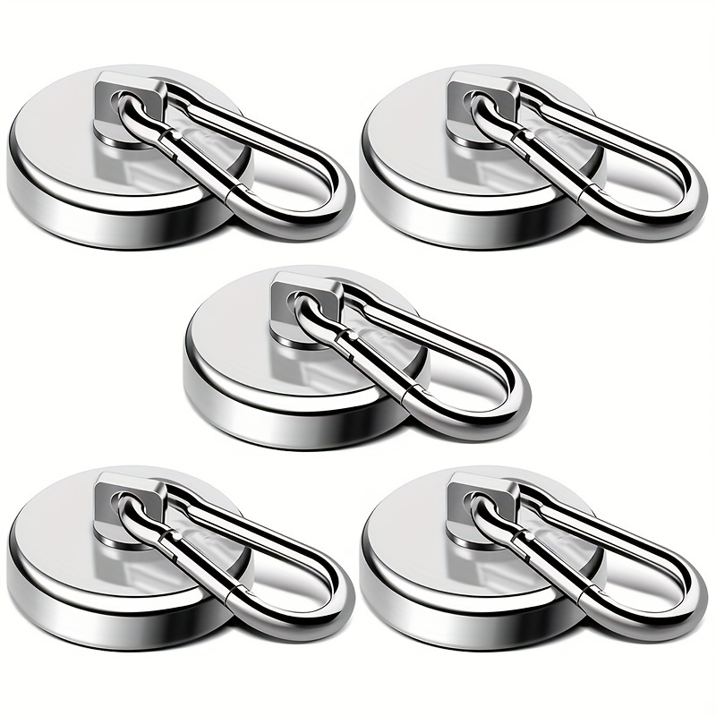 

5pcs Heavy-duty Magnetic Hooks With Carabiner Clips, 115lbs - Ideal For Bbqs, Hanging, Cruise Ships, Kitchens, Garages & Refrigerators