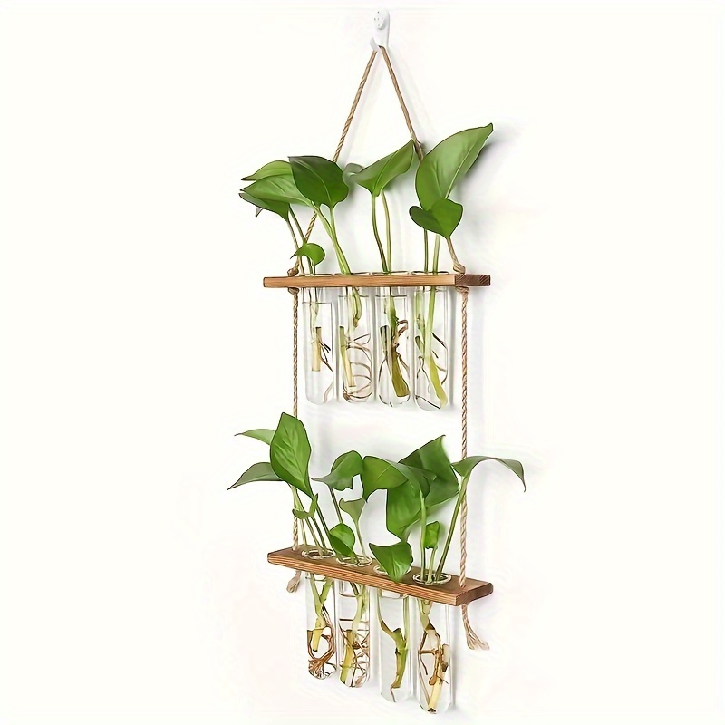 1pc 1pcs Wall-mounted Propagation Station With Pet Test Tubes & Pine Wood Frame - Multi-component Hydroponic System Suitable For /outdoor Use, Space- Vertical For Herbs,, , Flower Pot, Plant Hanger