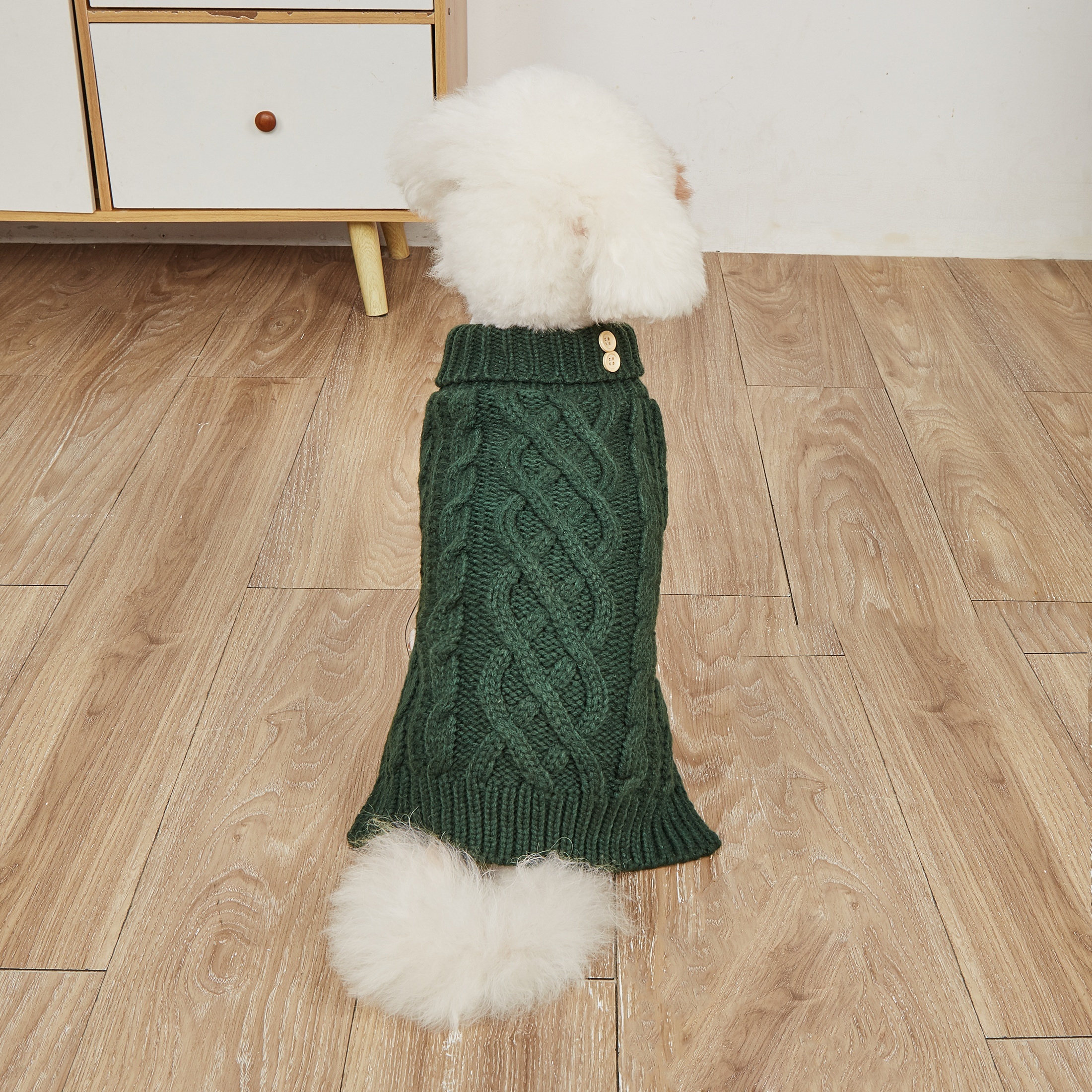 

Cozy Knit Dog Sweater With Button Detail - Solid Color, Warm Pet Pullover For Small To Large Breeds - Fall & Winter