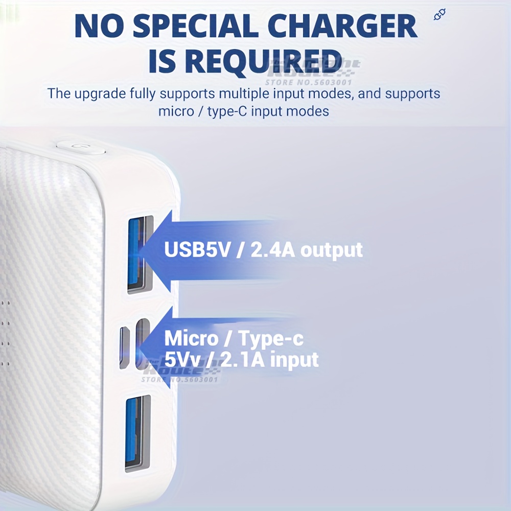 20000mAh Portable Power Bank Charger with Built-In USB Type-C Cable, Fast 5V 2.4A Charging for Heating Apparel and Accessories