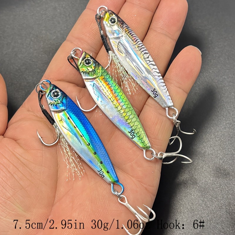 Image of 3pcs Metal Casting Jig - 3d Printed Spoon-shaped Casting Jig, Suitable For Saltwater Fishing - 7g/10g/15g/20g/25g/30g/40g/60g/80g Artificial Baits With Durability And Realistic Design