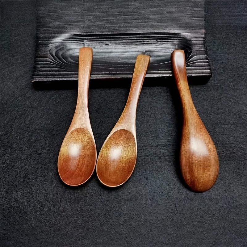 TEMU 3pcs Japanese-style Wooden Spoon Set - Multifunctional Soup, Dessert & Coffee Spoons Suitable For Kitchen, Restaurant, Tableware - Utensils For,