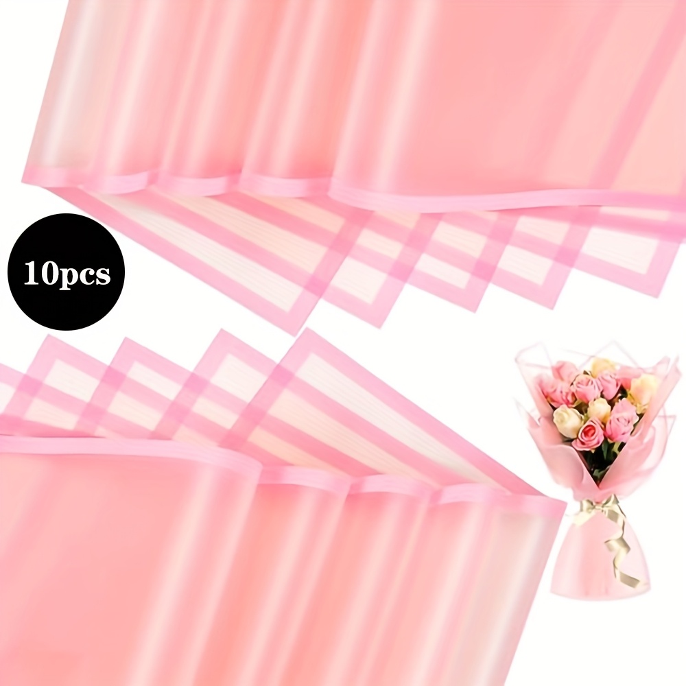 E-shop 10 Stück halbtransparentes florales Geschenkpapier mit magischen Rändern, wasserdichte Rosenstrauß-Verpackung für Blumenläden & Geschenke