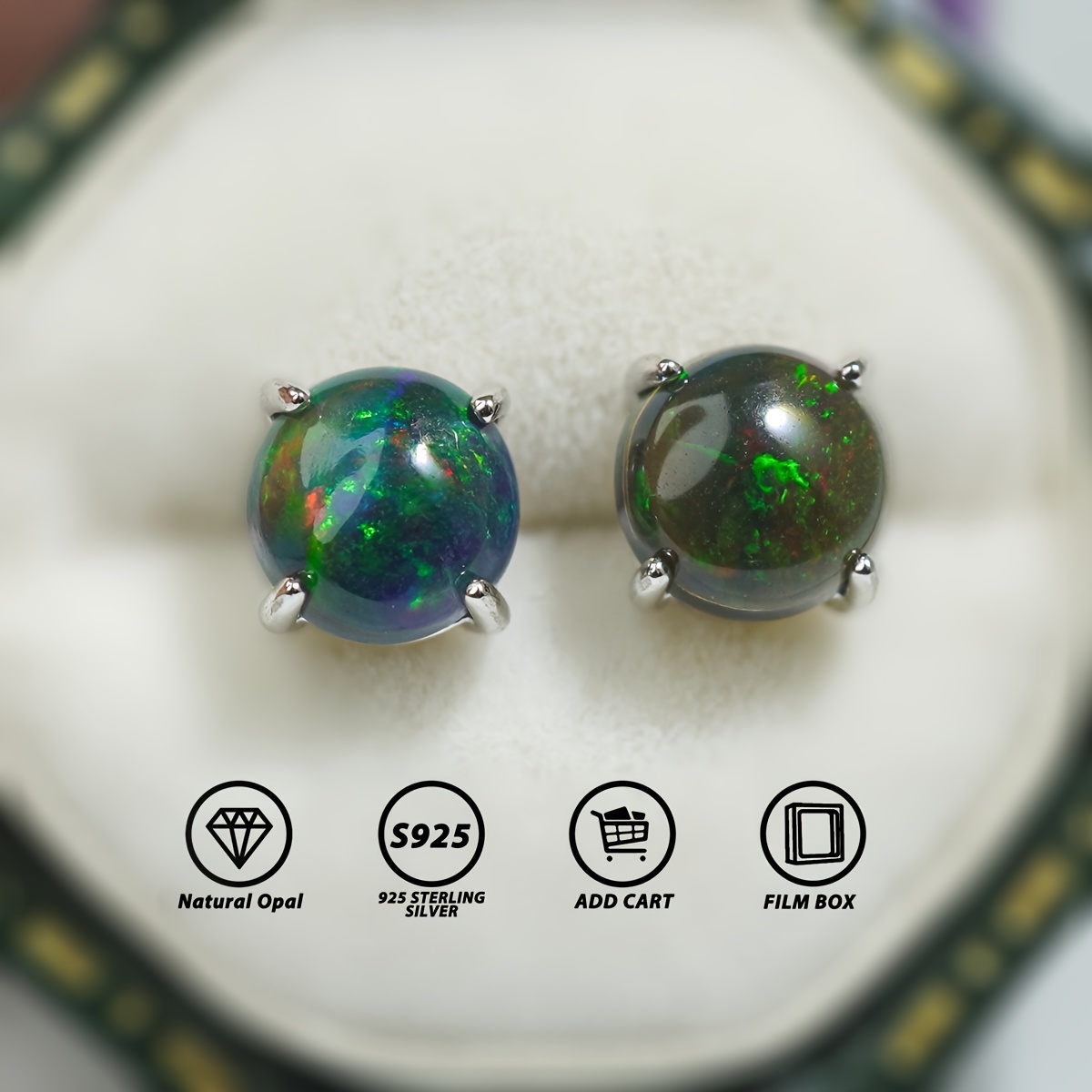 natural   s925 silver earrings 4 prong inlay 0 24 inch natural   october birthstone   everyday accessories Product details 0